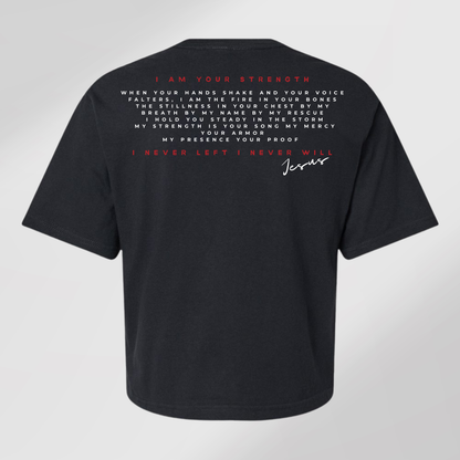 By His Name tee – back view with faith message